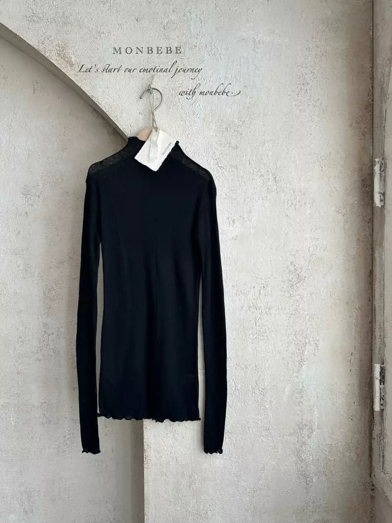 Monbebe - Korean Women Fashion - #vintageinspired - Mom Rib Slim Turtleneck TEe