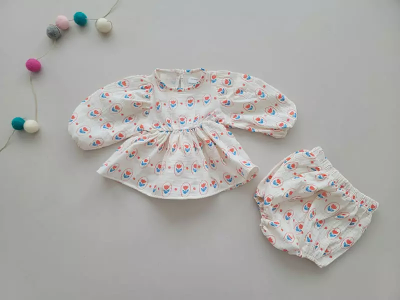 Moran - Korean Baby Fashion - #smilingbaby - Cuty Bloomer Top Bottom Set - 4