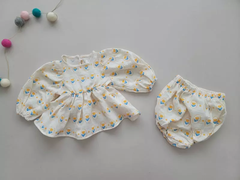 Moran - Korean Baby Fashion - #babyfashion - Cuty Bloomer Top Bottom Set - 7
