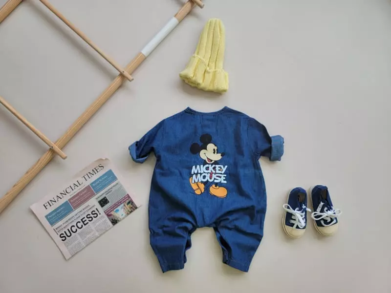 Moran - Korean Baby Fashion - #babyfashion - Denim Mickey Bodysuit