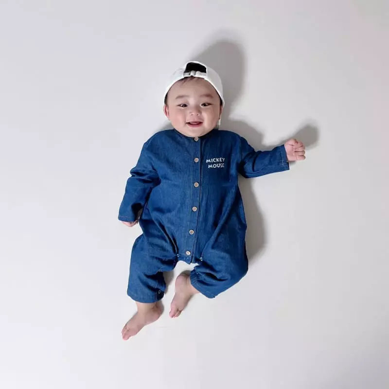 Moran - Korean Baby Fashion - #babygirlfashion - Denim Mickey Bodysuit - 3