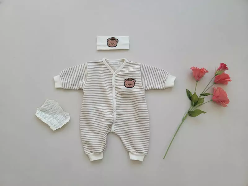 Moran - Korean Baby Fashion - #babyoutfit - Snap Bear Bodysuit