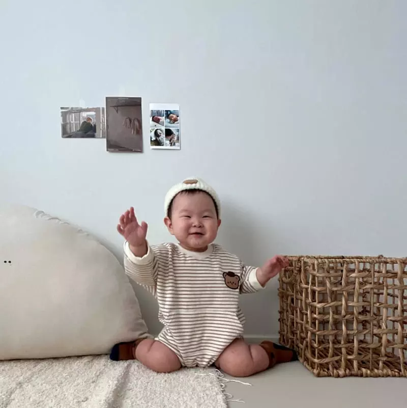 Moran - Korean Baby Fashion - #onlinebabyshop - Pocket Bear Bodysuit - 11
