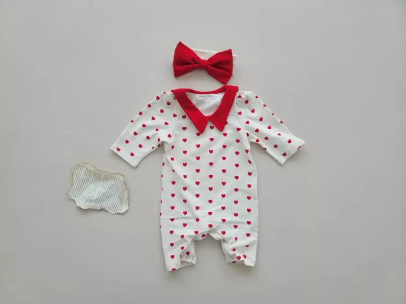 Moran - Korean Baby Fashion - #smilingbaby - Mini Heart Bodysuit Set - 2