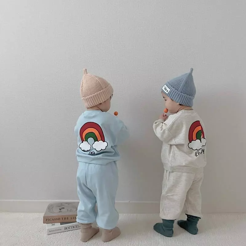 Moran - Korean Children Fashion - #Kfashion4kids - Rainbow Top Bottom Set - 8