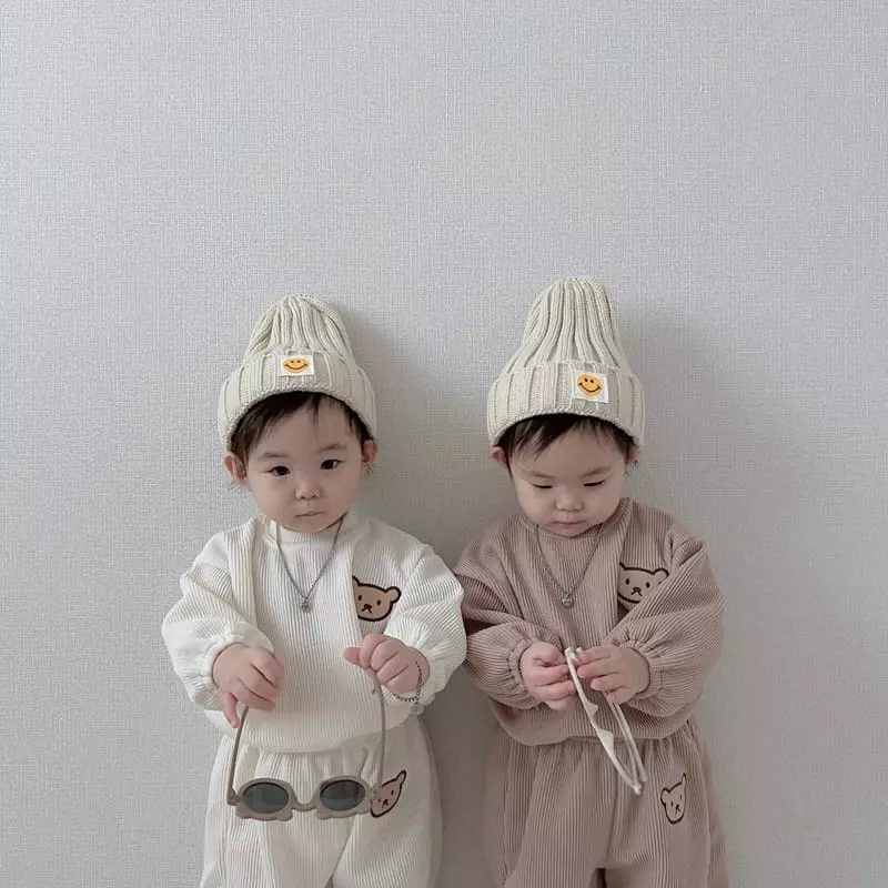 Moran - Korean Children Fashion - #Kfashion4kids - Knit Bear Top Bottom Set - 3