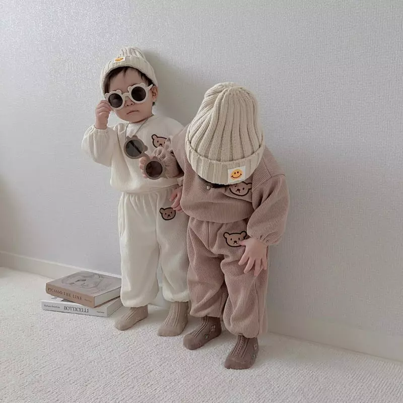 Moran - Korean Children Fashion - #childofig - Knit Bear Top Bottom Set - 9