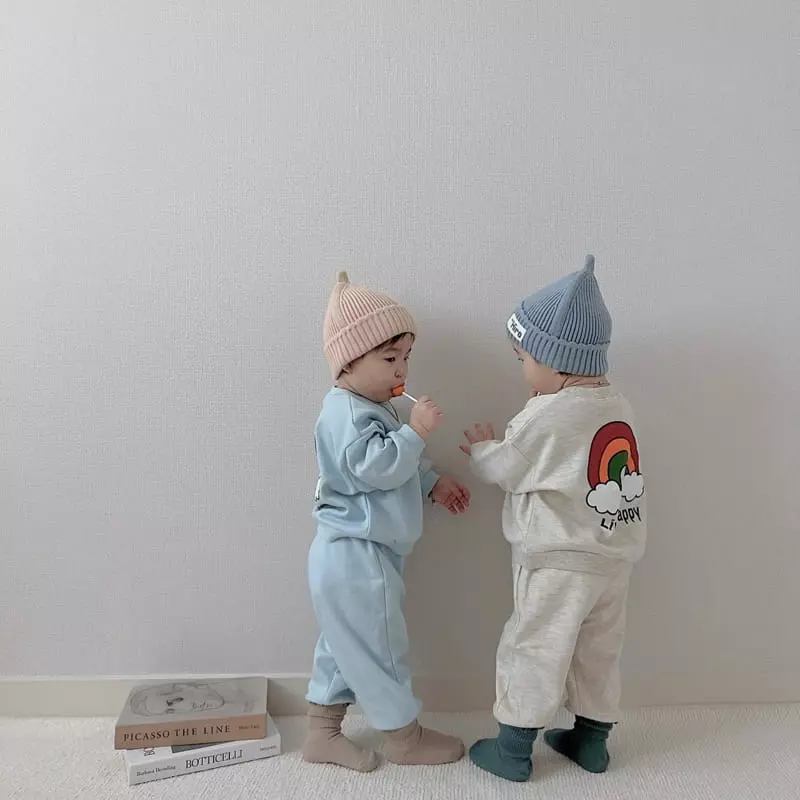 Moran - Korean Children Fashion - #childrensboutique - Rainbow Top Bottom Set