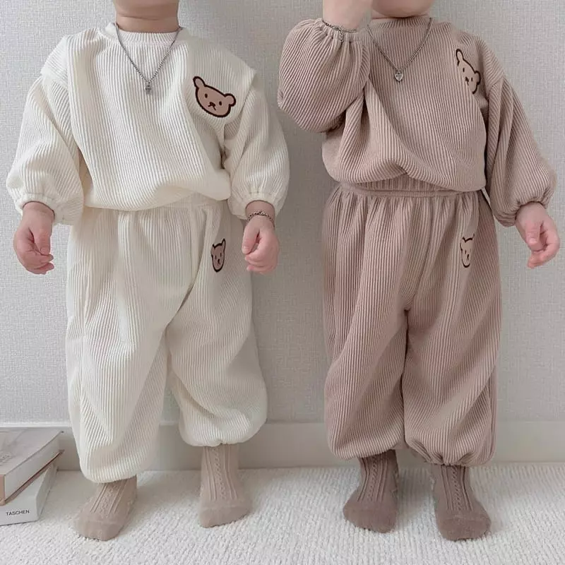 Moran - Korean Children Fashion - #childrensboutique - Knit Bear Top Bottom Set - 10