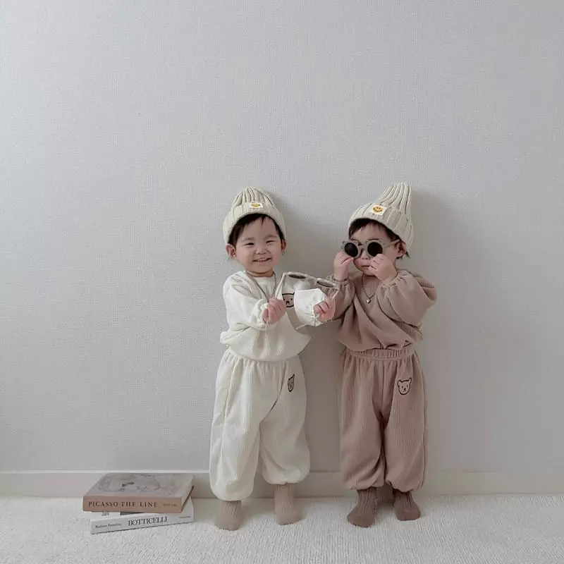 Moran - Korean Children Fashion - #designkidswear - Knit Bear Top Bottom Set - 11