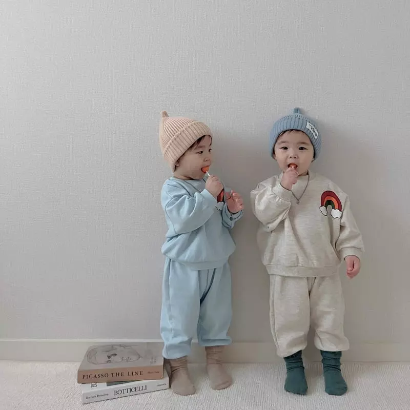 Moran - Korean Children Fashion - #discoveringself - Rainbow Top Bottom Set - 4