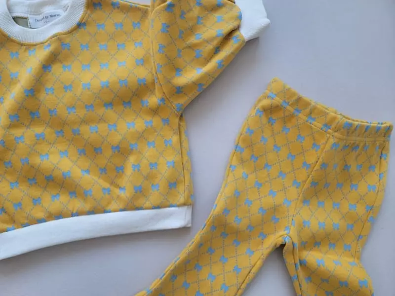 Moran - Korean Children Fashion - #littlefashionista - Ribbon Bootscut Top Bottom Set - 3
