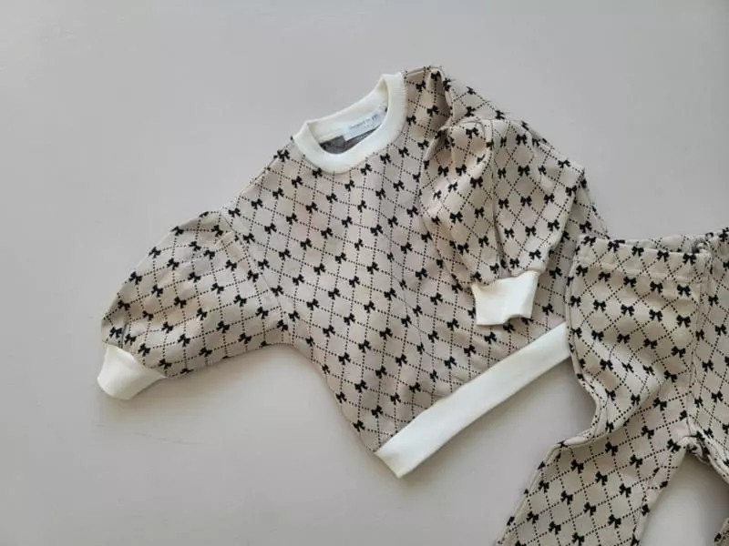 Moran - Korean Children Fashion - #littlefashionista - Ribbon Bootscut Top Bottom Set - 4