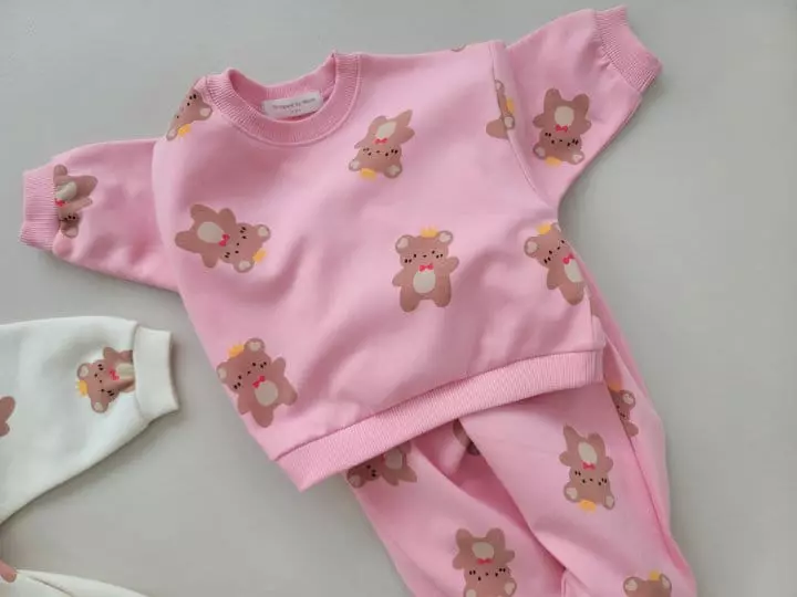 Moran - Korean Children Fashion - #magicofchildhood - Crown Bear Top Bottom Set - 6