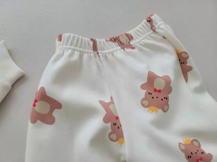 Moran - Korean Children Fashion - #minifashionista - Crown Bear Top Bottom Set - 7