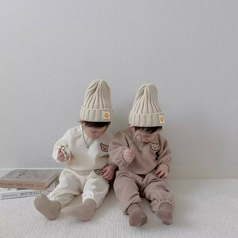 Moran - Korean Children Fashion - #prettylittlegirls - Knit Bear Top Bottom Set - 7