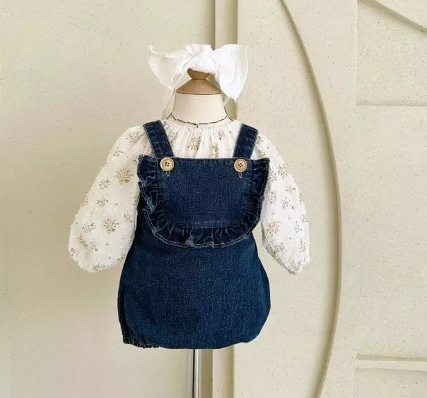 Mos Bebe - Korean Baby Fashion - #babyboutique - Denim Frill Bodysuit - 8