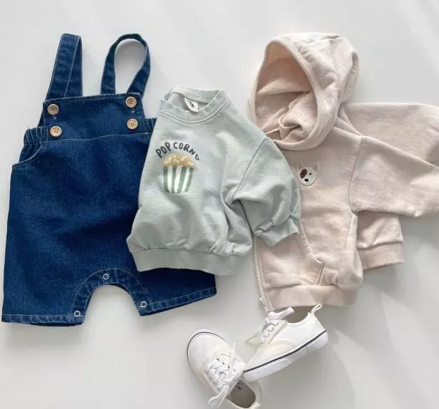 Mos Bebe - Korean Baby Fashion - #babyboutique - Denim Button Dungarees - 8