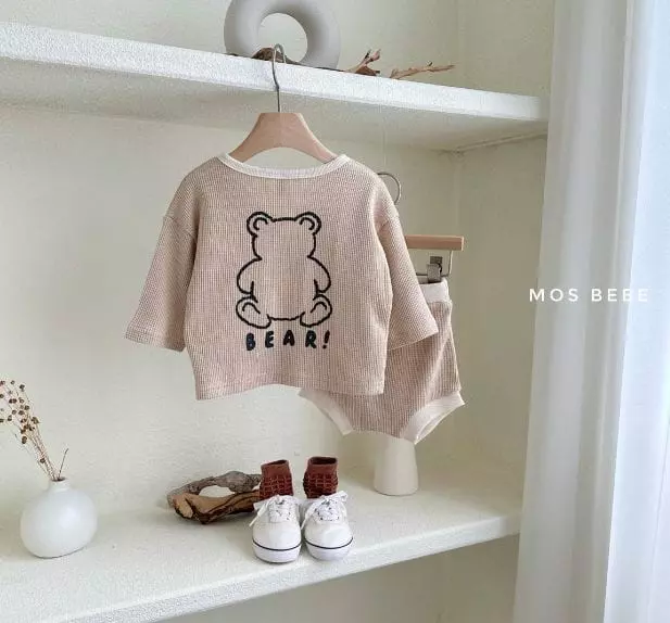 Mos Bebe - Korean Baby Fashion - #babyboutique - Bebe May Waffle Cardigan Set - 5