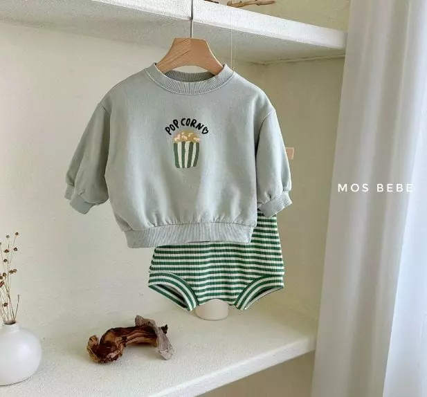 Mos Bebe - Korean Baby Fashion - #babyboutique - Bebe Popcorn Top Bottom Set - 3