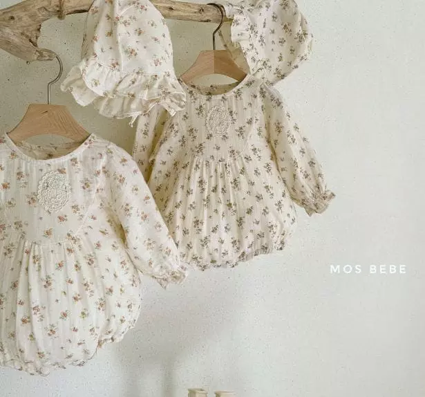 Mos Bebe - Korean Baby Fashion - #babyboutiqueclothing - Lucy Flower Bodysuit with Hat