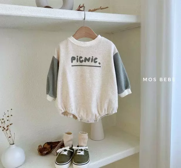 Mos Bebe - Korean Baby Fashion - #babyclothing - Picnic Terry Bodysuit - 5