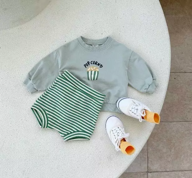 Mos Bebe - Korean Baby Fashion - #babyfever - Bebe Popcorn Top Bottom Set - 8