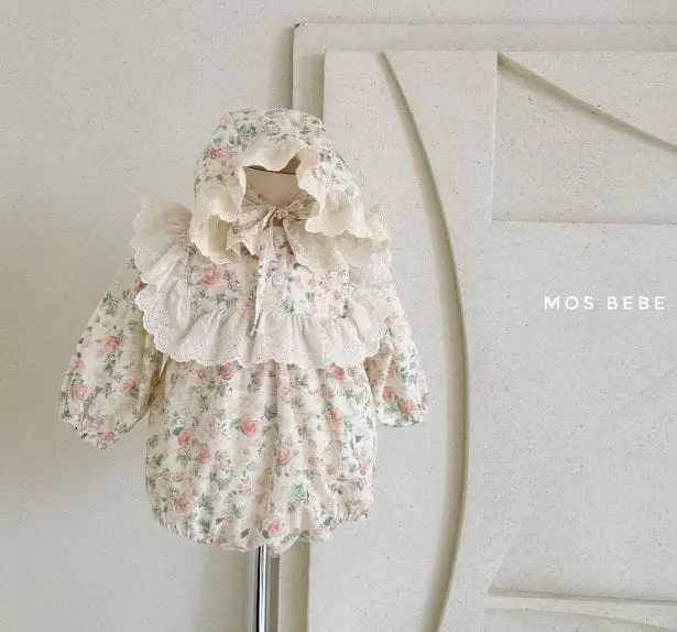 Mos Bebe - Korean Baby Fashion - #babygirlfashion - Rose Frill Bodysuit with Hat - 6