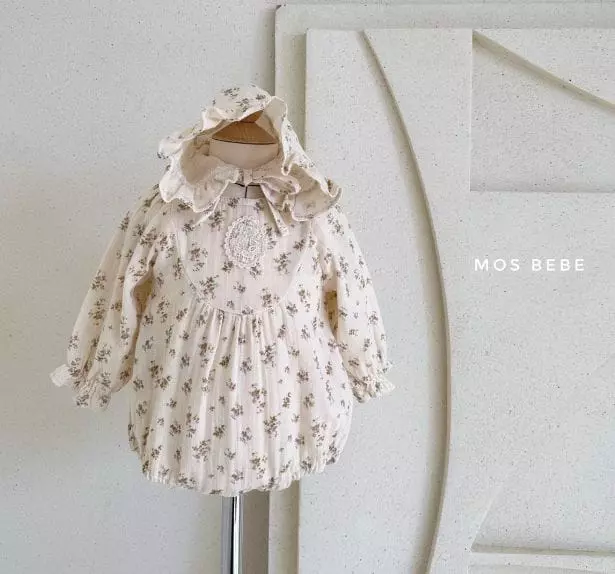 Mos Bebe - Korean Baby Fashion - #babygirlfashion - Lucy Flower Bodysuit with Hat - 5