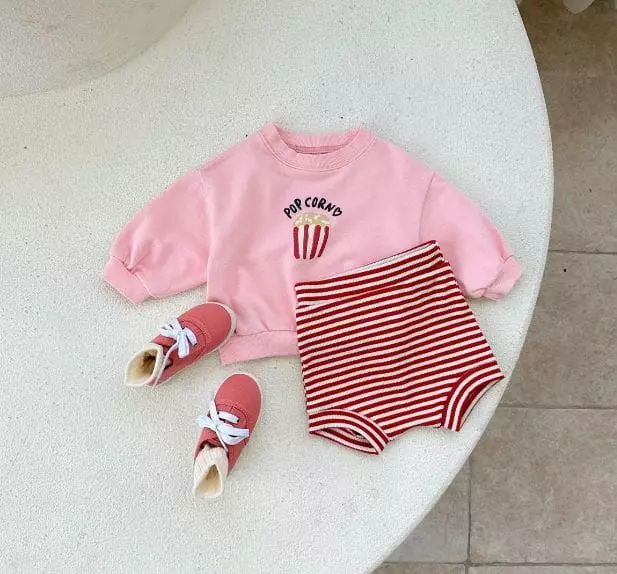 Mos Bebe - Korean Baby Fashion - #babygirlfashion - Bebe Popcorn Top Bottom Set - 9