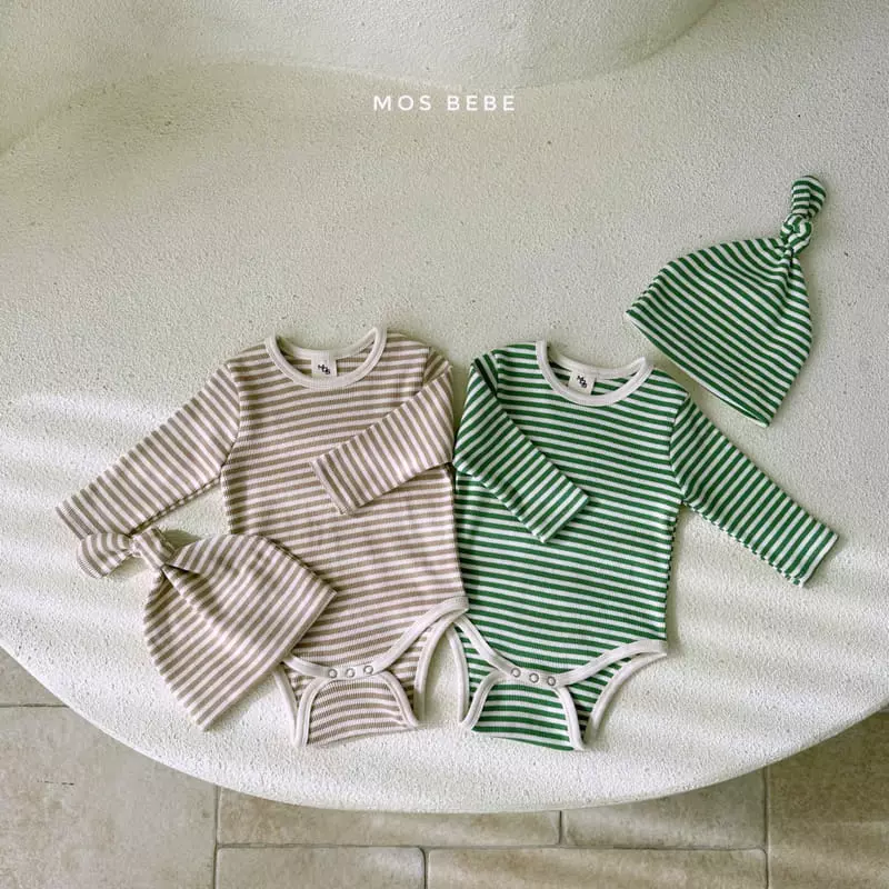 Mos Bebe - Korean Baby Fashion - #babylifestyle - Daily Pot Bodysuit with Bonnet