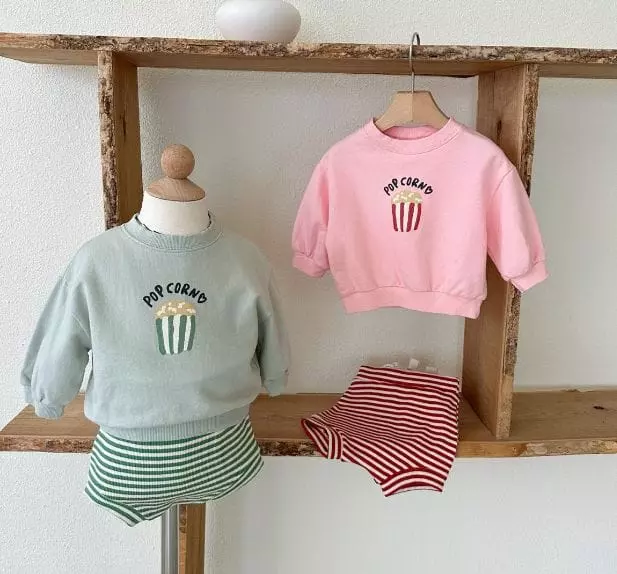 Mos Bebe - Korean Baby Fashion - #babyoninstagram - Bebe Popcorn Top Bottom Set - 11