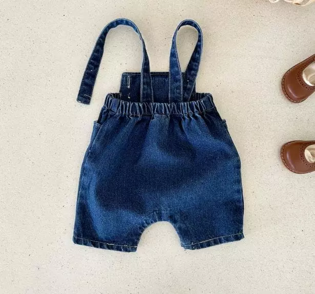 Mos Bebe - Korean Baby Fashion - #babyoutfit - Denim Button Dungarees - 3