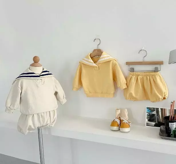 Mos Bebe - Korean Baby Fashion - #babyoutfit - Bebe Sailor Top Bottom Set