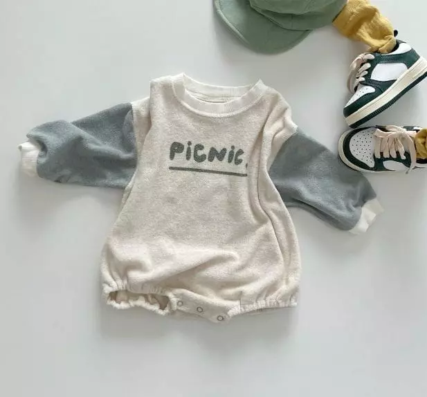 Mos Bebe - Korean Baby Fashion - #babyoutfit - Picnic Terry Bodysuit - 12