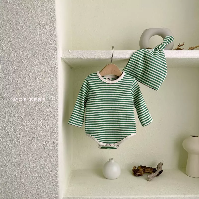 Mos Bebe - Korean Baby Fashion - #onlinebabyboutique - Daily Pot Bodysuit with Bonnet - 7