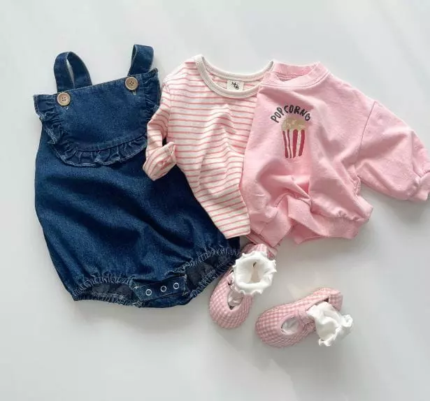 Mos Bebe - Korean Baby Fashion - #onlinebabyshop - Denim Frill Bodysuit - 7