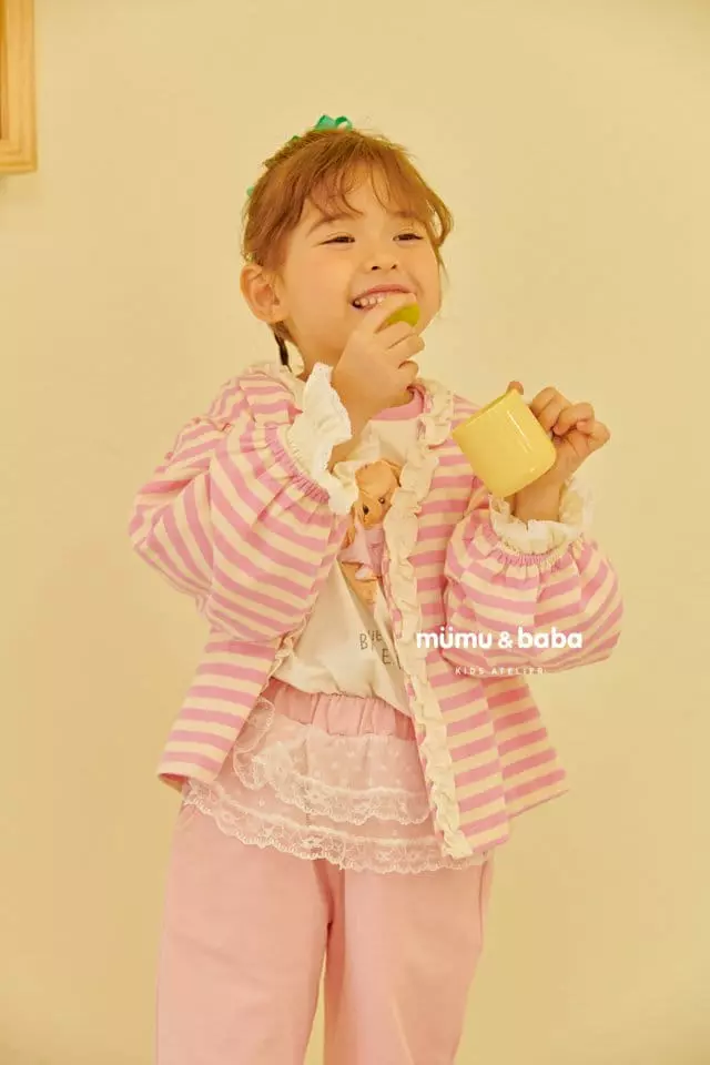 Mumunbaba - Korean Children Fashion - #designkidswear - Stripes Frill Cardigan