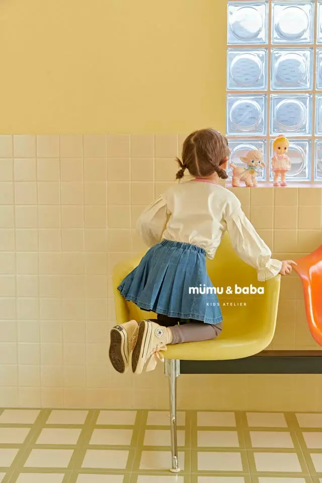 Mumunbaba - Korean Children Fashion - #discoveringself - BB Denim Skirt Leggings - 5