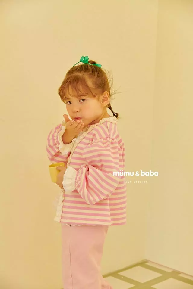 Mumunbaba - Korean Children Fashion - #kidsstore - Stripes Frill Cardigan - 5