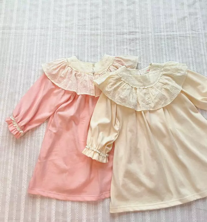 Mumunbaba - Korean Children Fashion - #kidzfashiontrend - Cream Lace One-piece - 12