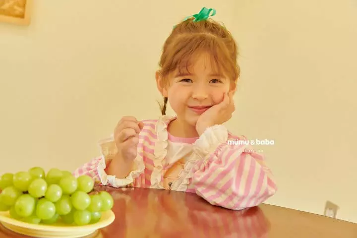 Mumunbaba - Korean Children Fashion - #kidzfashiontrend - Stripes Frill Cardigan - 6