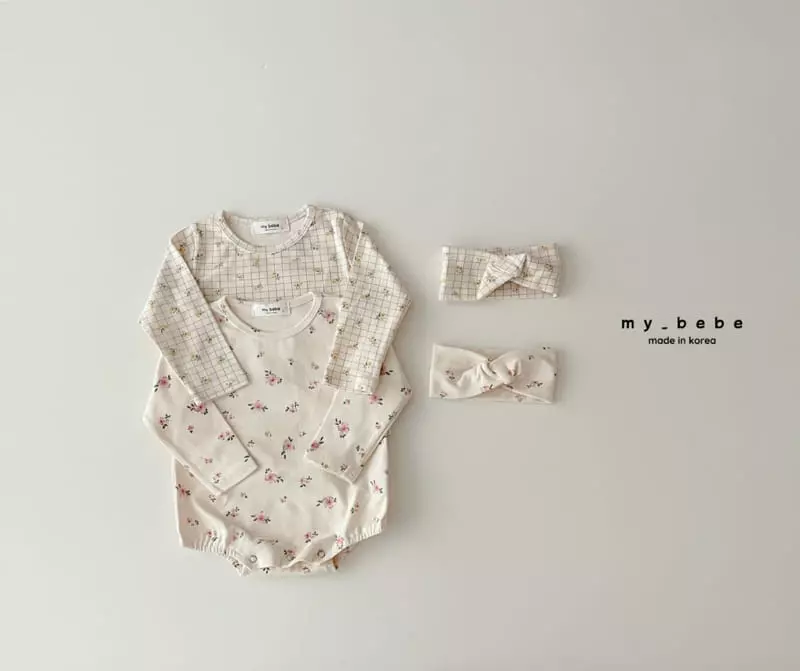 My Bebe - Korean Baby Fashion - #babyboutique - Hairband Bodysuit Set - 3