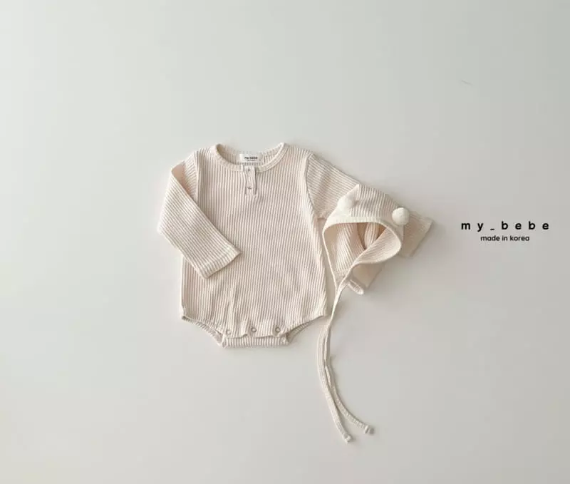 My Bebe - Korean Baby Fashion - #babygirlfashion - Pong Pong Bodysuit with Bonnet - 10