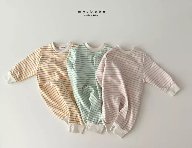 My Bebe - Korean Baby Fashion - #babyoutfit - Spring Stripes Bodysuit - 2