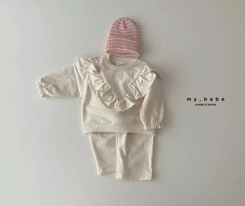 My Bebe - Korean Children Fashion - #childrensboutique - Frill Top Bottom Set - 3