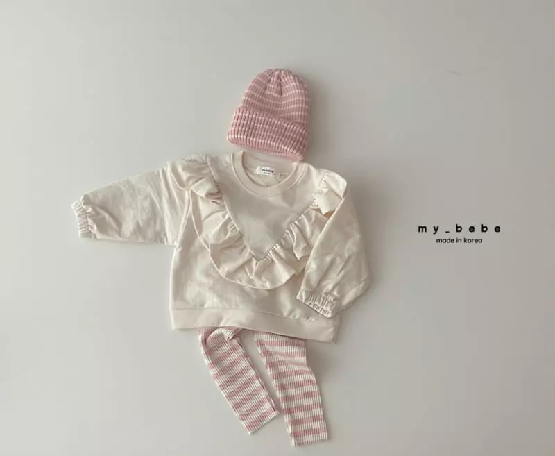 My Bebe - Korean Children Fashion - #fashionkids - Frill Top Bottom Set - 6