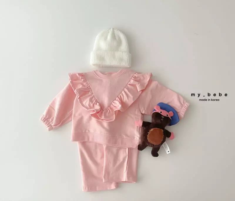 My Bebe - Korean Children Fashion - #kidzfashiontrend - Frill Top Bottom Set - 9