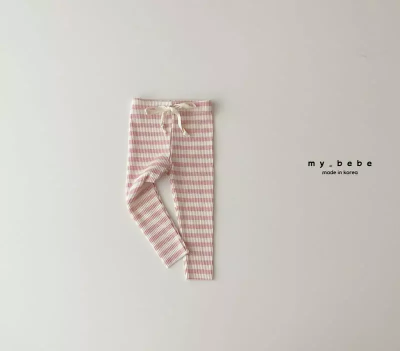 My Bebe - Korean Children Fashion - #littlefashionista - Stripes Rib Leggings - 4
