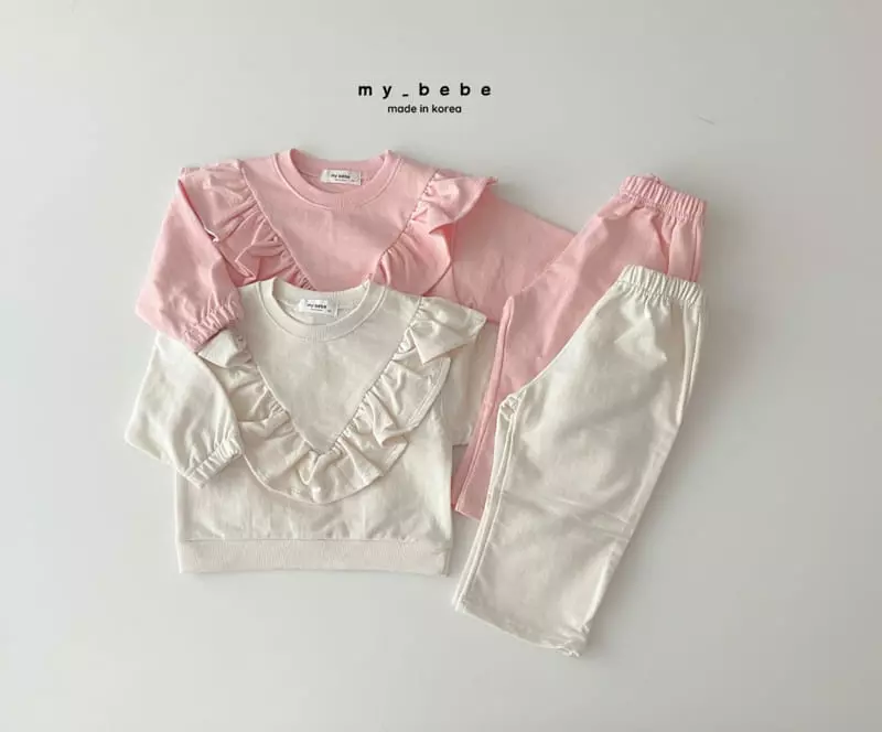 My Bebe - Korean Children Fashion - #stylishchildhood - Frill Top Bottom Set